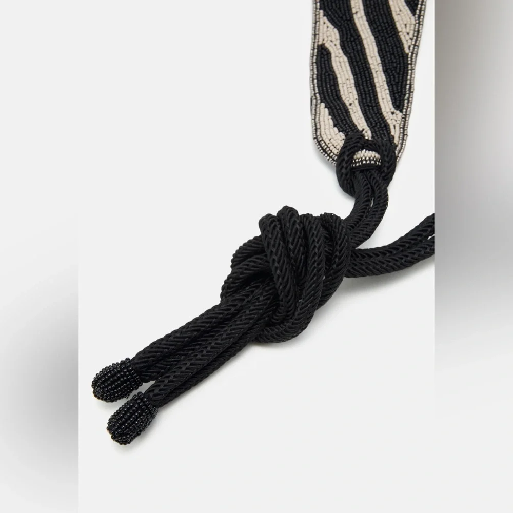 NWOT Max&Co Max Mara Label-cut Belt with Embroidered Beads Sz:S Spring/Summer